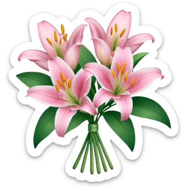 bouquet of baby pink lilies sticker