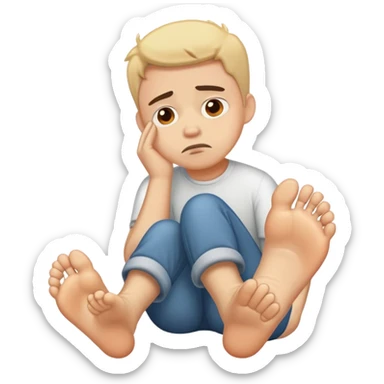 Sad, distraught and upset with big feet sticker