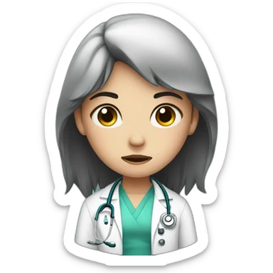 crying doctor girl with dark hair sticker