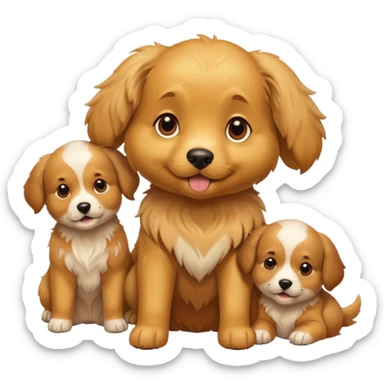 golden dog with its puppies sticker