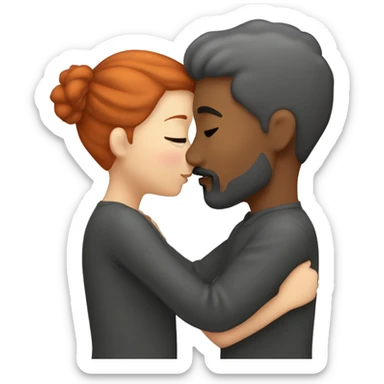 redhead kissing her boyfriend with dark gray hair and a goatee Hair sticker