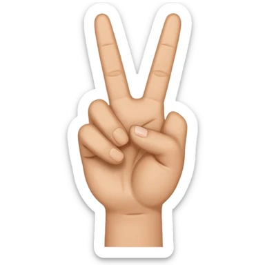 Create an emoji of a hand, peace sign with the thumb sticking out sticker