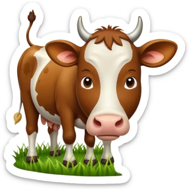 cow eating grass sticker