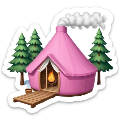 la tent that is a sauna and its smoke out the pipe try one with snow and trees around also pink
ag den mer som en rundt firkant og sort, også kan det stå SAUNA på pink sticker