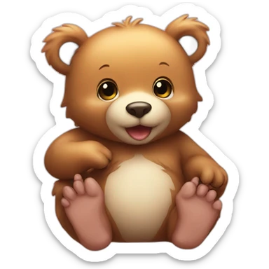 Baby bear with duck sticker