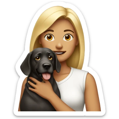 woman with big dog sticker