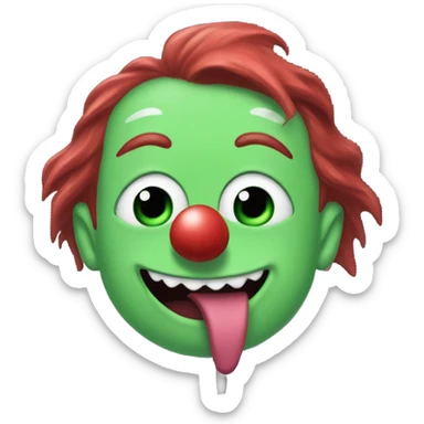 elon musk with a clown face and green nose with a dollar sign on it and puppy dog tongue and ears like an egirl sticker