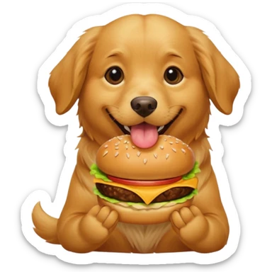 Um cão a comer um hambúrguer  sticker