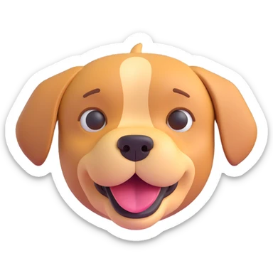 Transform this dog photo into a 3D emoji style with a slightly more stylized and playful look, keeping all details, on a transparent background. sticker