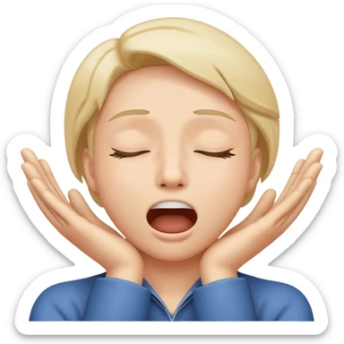 person with hands around their neck and their mouth open with their eyes closed  sticker