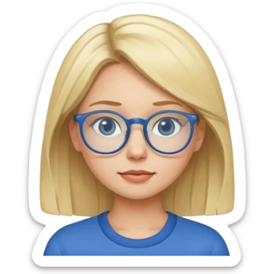 blond girl with eyeglass and blue outfit sticker