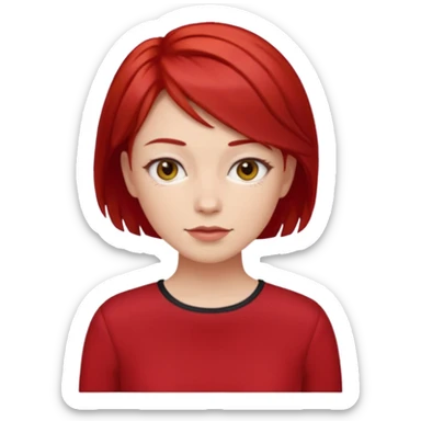 lady in red clothes , short layer red hair sticker