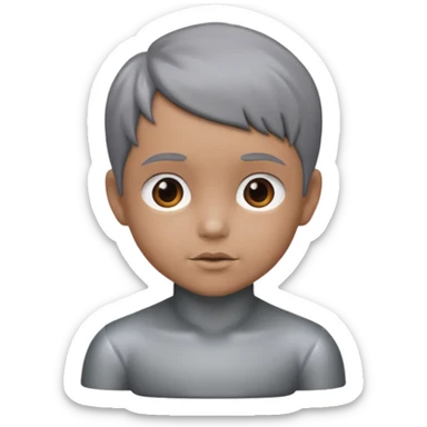 gray metal painted child bust sticker