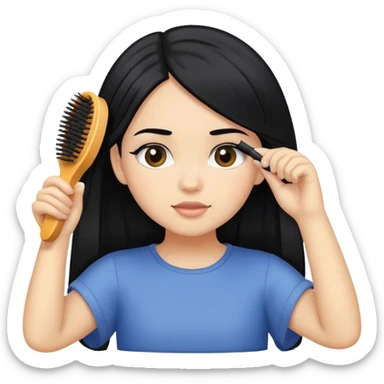 Black hair girl light skin brushing her hair sticker