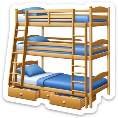 Triple bunk bed white with desk underneath  sticker