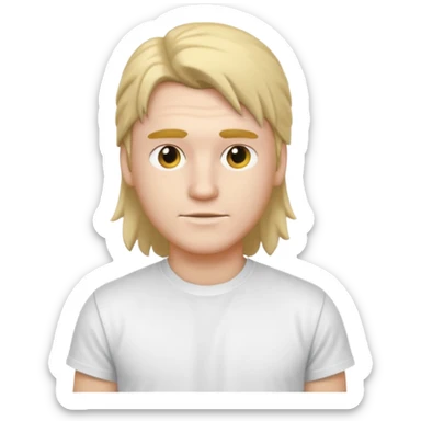 White tshirt, mullet sticker