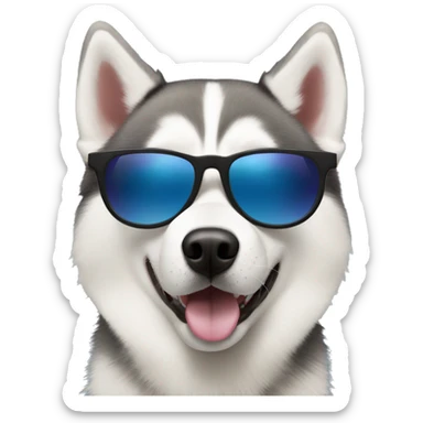 Siberian husky with sunglasses  sticker