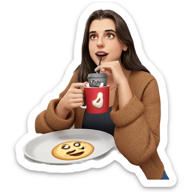 girl enjoying coffee in cafe sticker