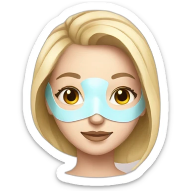 white girl with spa mask relaxing sticker
