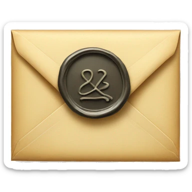 an envelope with a wax seal sticker