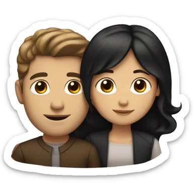 White man with brown hair hugging girl with black hair sticker