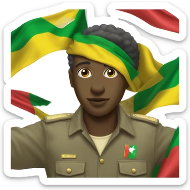 Crea una persona que tenga la bandera de Senegal  sticker
