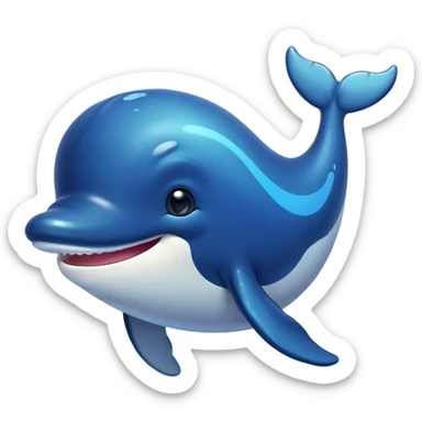 Cinematic Cute Humpback Whale Portrait Emoji, Head tilted playfully and inquisitively, featuring a softly rounded body with bright, sparkling eyes and an adorably expressive mouth, Simplified yet irresistibly adorable features, highly detailed, glowing with a warm, ocean-blue glow, high shine, affectionate and gentle, stylized with a touch of whimsical aquatic charm, soft glowing outline, capturing the essence of a friendly and endearing whale that seems as if it could sing its way into your heart! sticker