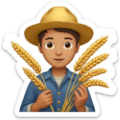 boy farmer, hold wheat sticker