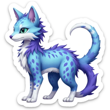 Kawaii pastel edgy fantasy feline-vernid-sergal-fursona animal creature with a tufted tail full body with intricate markings  sticker