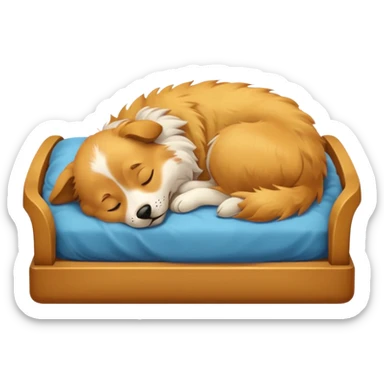dog sleeping in a bed sticker