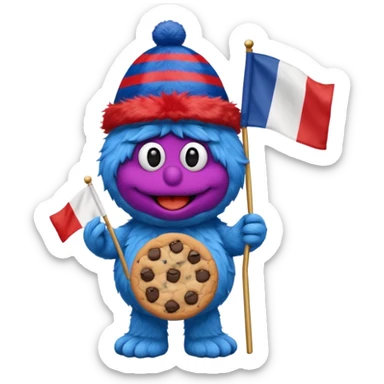 cookie monster with french flag sticker