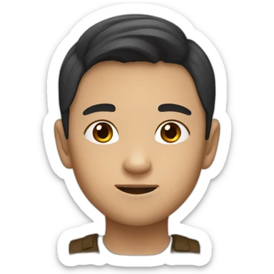 An asian boy called endraien with long brown hair sticker