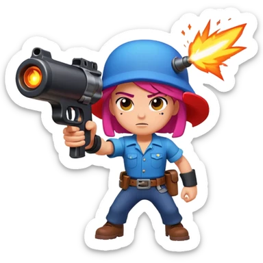 Brawl Stars character aiming a blaster sticker