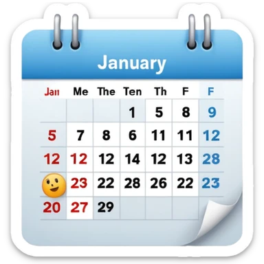 calendar, first page, day 1 sticker