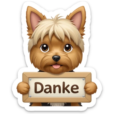 now make a yorkshire holding a sign danke sticker