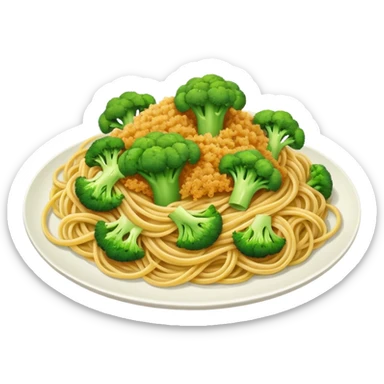 Broccoli and bread crumbs over spaghetti  sticker