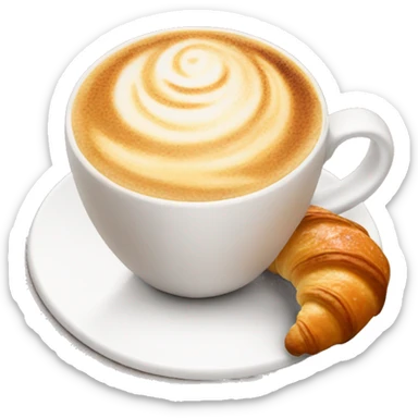 Cup of cappuccino with croissant sticker