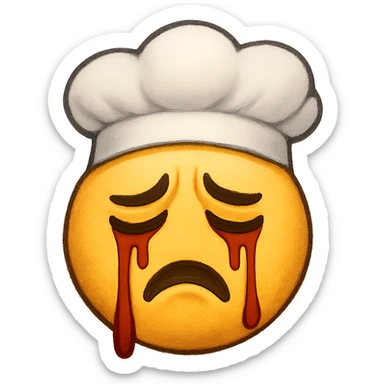 blood crying emoji with chef hat, remove background sticker