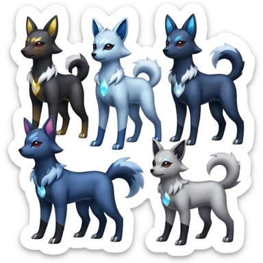 Translucent Magnificent Pastel Shiny Glowing Divine Houndour-Absol-Zorua-Umbreon-fusion (full body) sticker