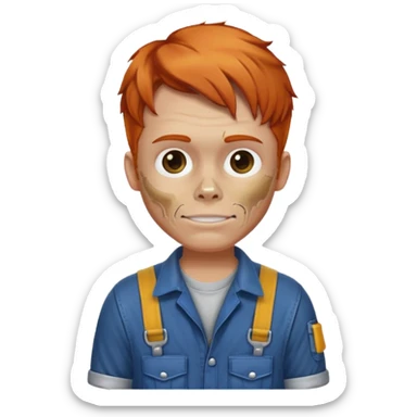 skull auto mechanic with ginger hair sticker