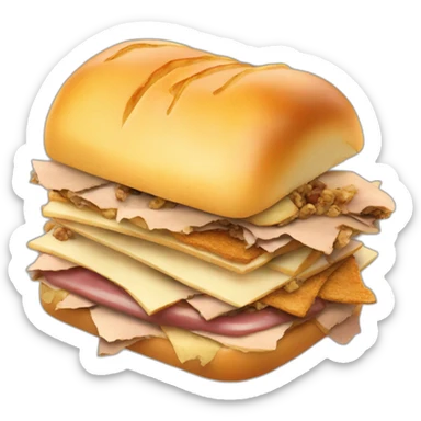 massive thanksgiving leftover sandwich with turkey, potato chips, gravy and stuffing inside sticker