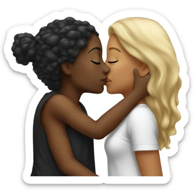 a white and black girl kissing  sticker