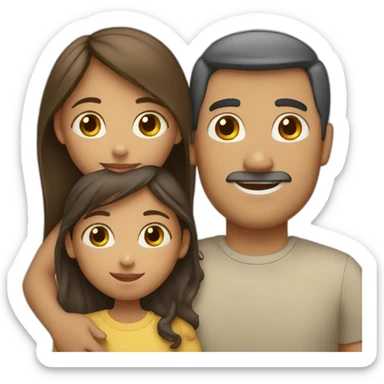 A girl hugs her parents (light skin color, dark hair) sticker