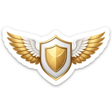 Simplified minimalist gold shield with small white wings and VIP text in the center, clean design sticker