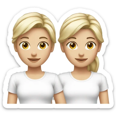 two caucasian girls wearing white t-shirts sticker