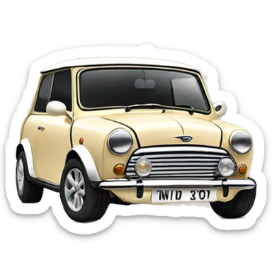 Cream coloured Mini Cooper  sticker