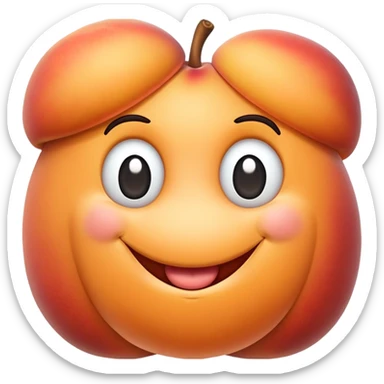 A peach looking very happy to meet with a sausage  sticker