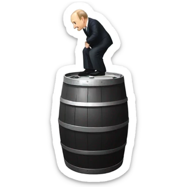 Vladimir Putin doing a hand stand  on a keg sticker