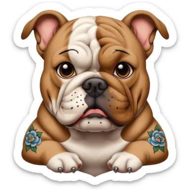 bulldog with tattoos sticker