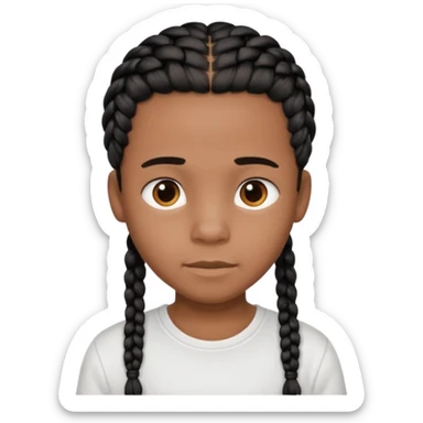 african american boy with a white tee and black braids sticker